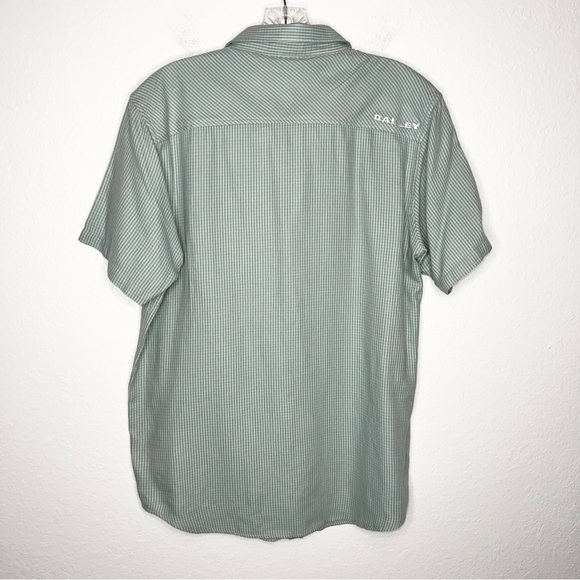 Oakley Shirt Mens Medium Plaid Mint Green Button Up Short Sleeve Tan Cream  H - Picture 5 of 8